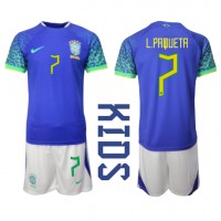 Brazil Lucas Paqueta #7 Gostujuci Dres za djecu SP 2022 Kratak Rukav (+ Kratke hlače)